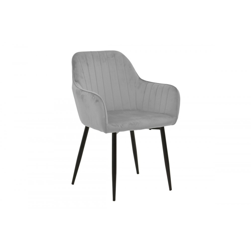 Πολυθρόνα "NOOR" από βελούδο/μέταλλο σε χρώμα γκρι/μαύρο 58x58x86