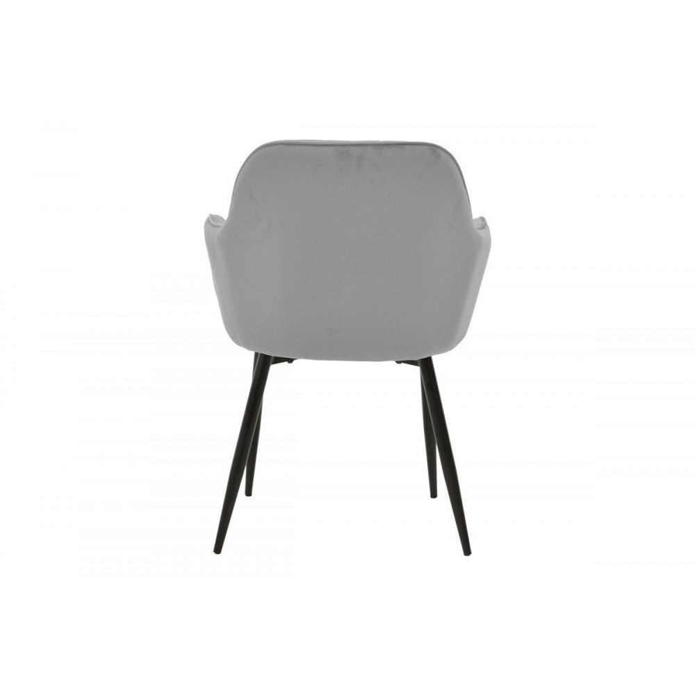 Πολυθρόνα "NOOR" από βελούδο/μέταλλο σε χρώμα γκρι/μαύρο 58x58x86