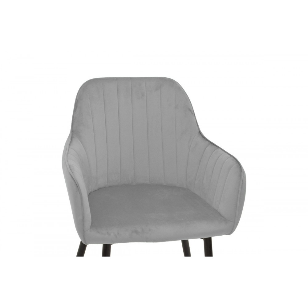 Πολυθρόνα "NOOR" από βελούδο/μέταλλο σε χρώμα γκρι/μαύρο 58x58x86