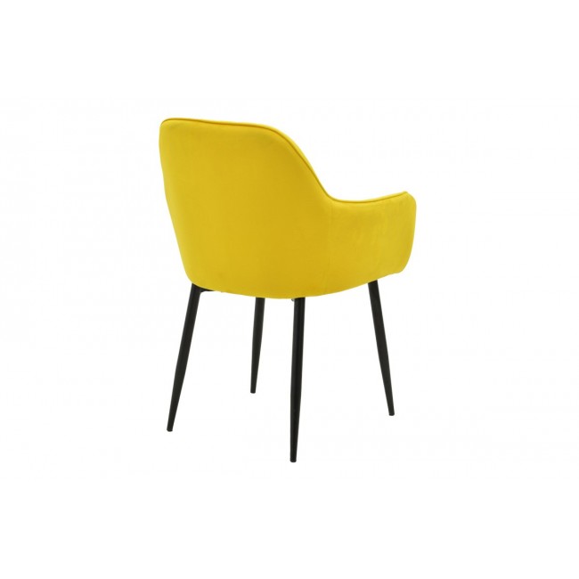Πολυθρόνα "NOOR" από βελούδο/μέταλλο σε χρώμα κίτρινο/μαύρο 58x58x86