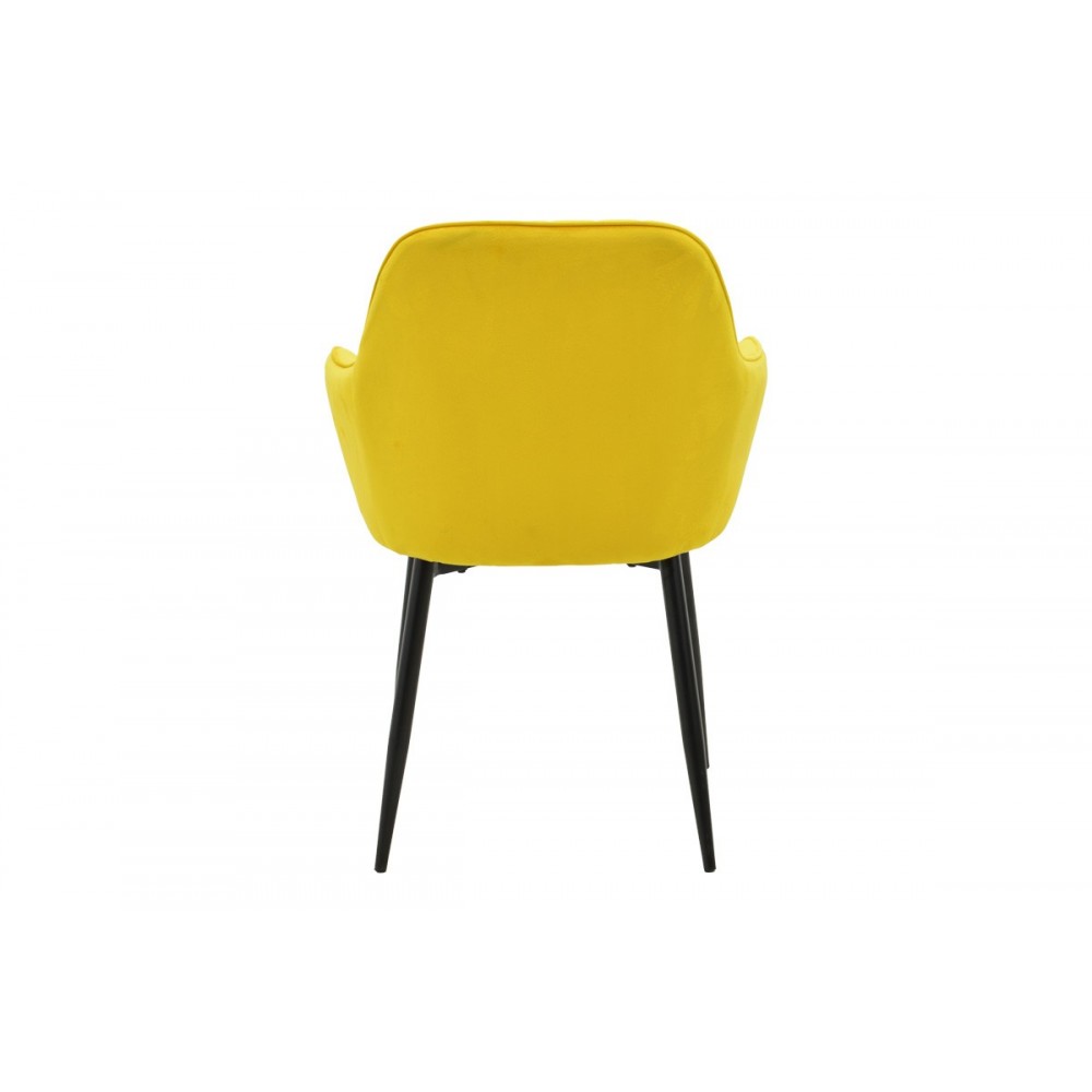 Πολυθρόνα "NOOR" από βελούδο/μέταλλο σε χρώμα κίτρινο/μαύρο 58x58x86
