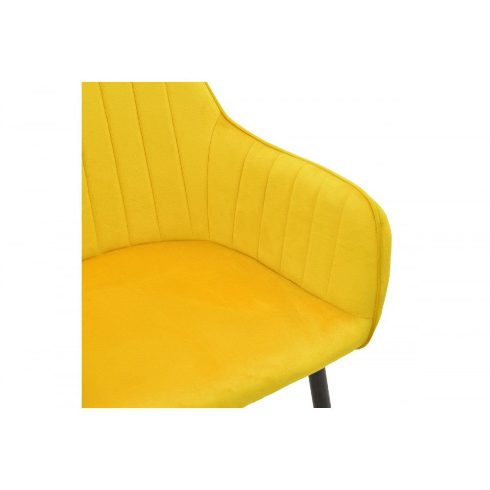 Πολυθρόνα "NOOR" από βελούδο/μέταλλο σε χρώμα κίτρινο/μαύρο 58x58x86