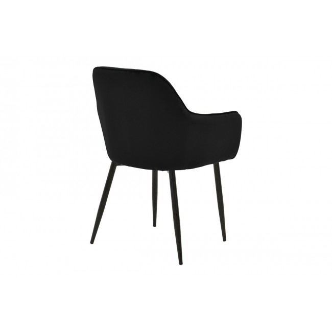 Πολυθρόνα "NOOR" από βελούδο/μέταλλο σε χρώμα μαύρο 58x58x86