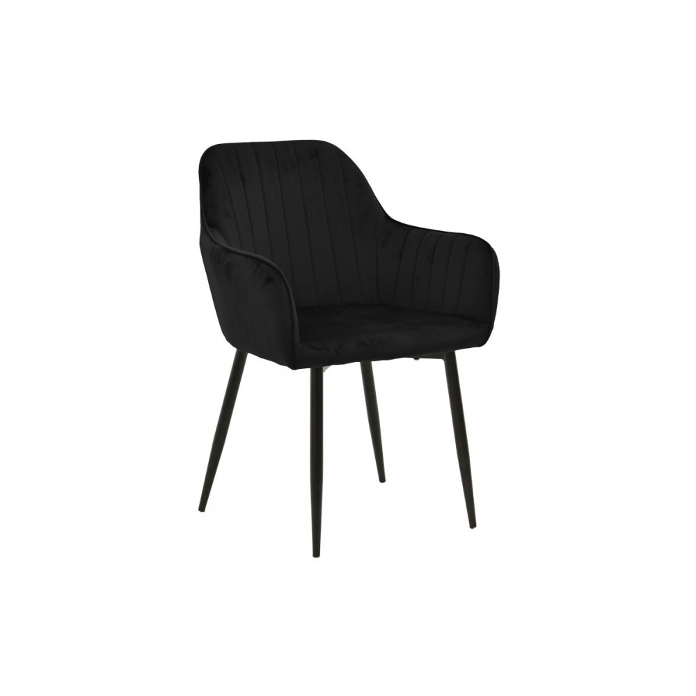 Πολυθρόνα "NOOR" από βελούδο/μέταλλο σε χρώμα μαύρο 58x58x86