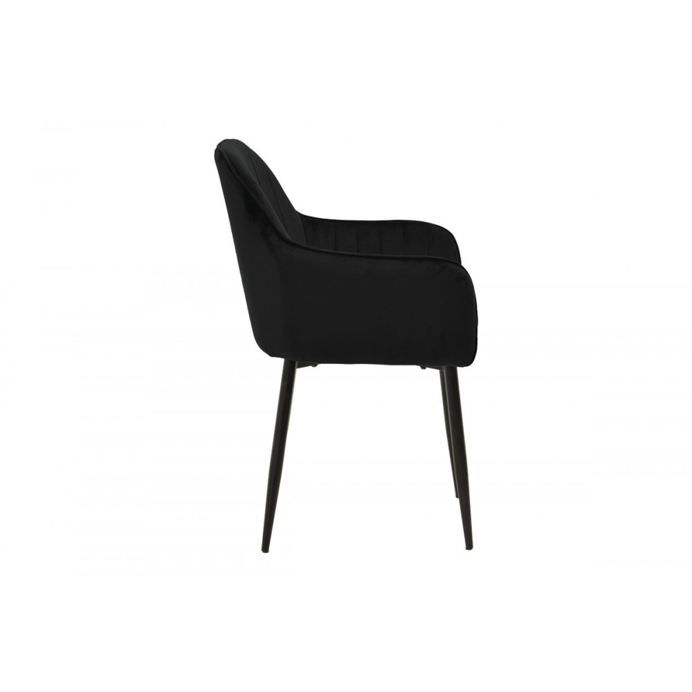 Πολυθρόνα "NOOR" από βελούδο/μέταλλο σε χρώμα μαύρο 58x58x86