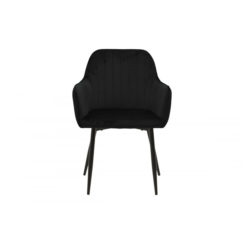 Πολυθρόνα "NOOR" από βελούδο/μέταλλο σε χρώμα μαύρο 58x58x86
