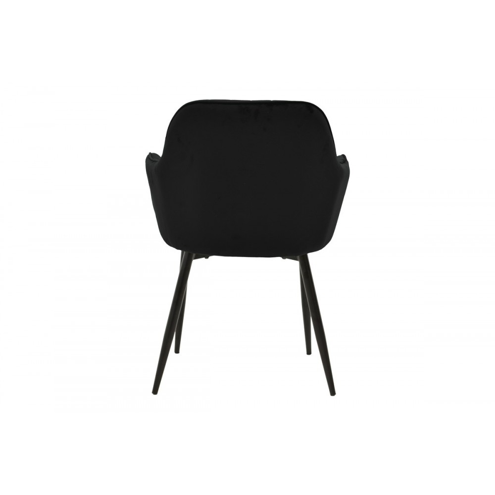Πολυθρόνα "NOOR" από βελούδο/μέταλλο σε χρώμα μαύρο 58x58x86