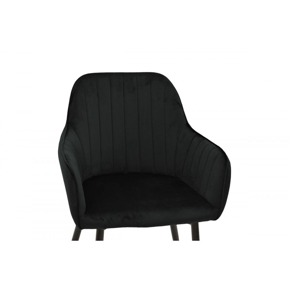 Πολυθρόνα "NOOR" από βελούδο/μέταλλο σε χρώμα μαύρο 58x58x86