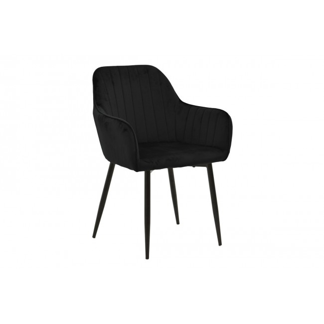 Πολυθρόνα "NOOR" από βελούδο/μέταλλο σε χρώμα μαύρο 58x58x86