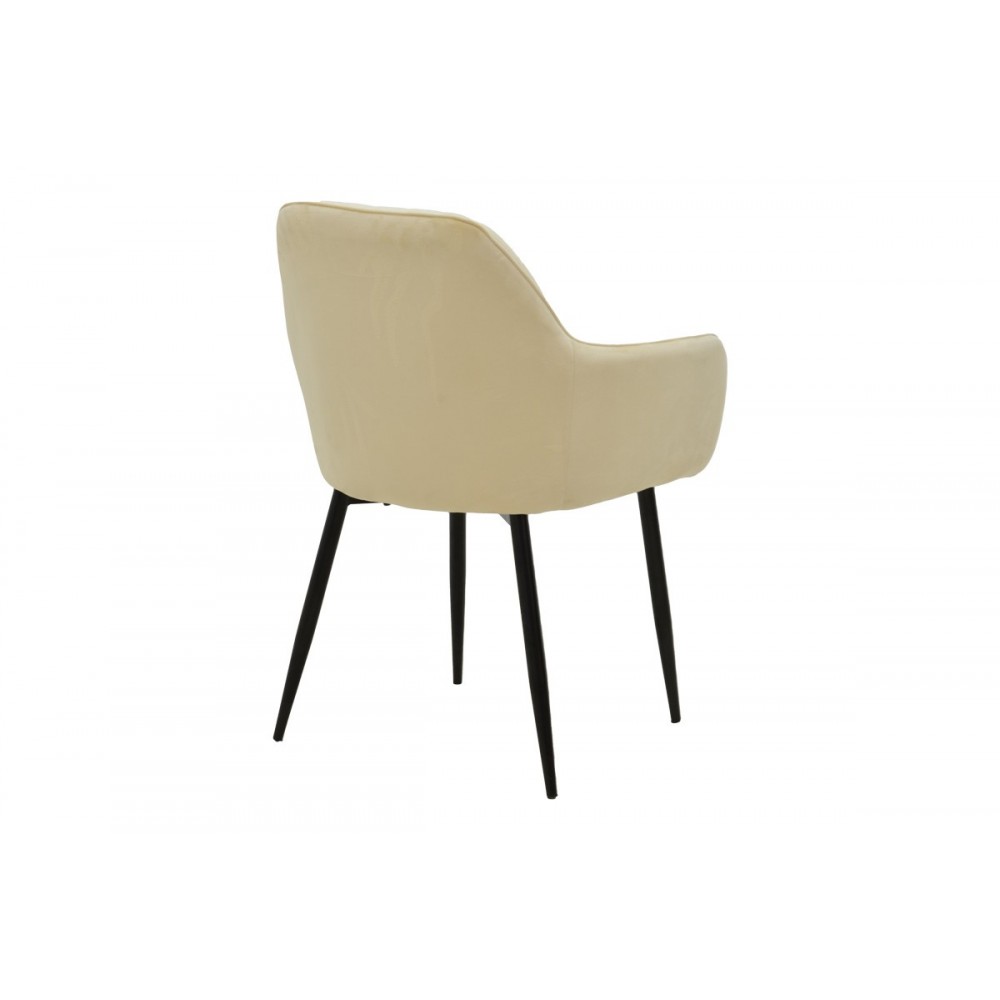Πολυθρόνα "NOOR" από βελούδο/μέταλλο σε χρώμα μπεζ/μαύρο 58x58x86