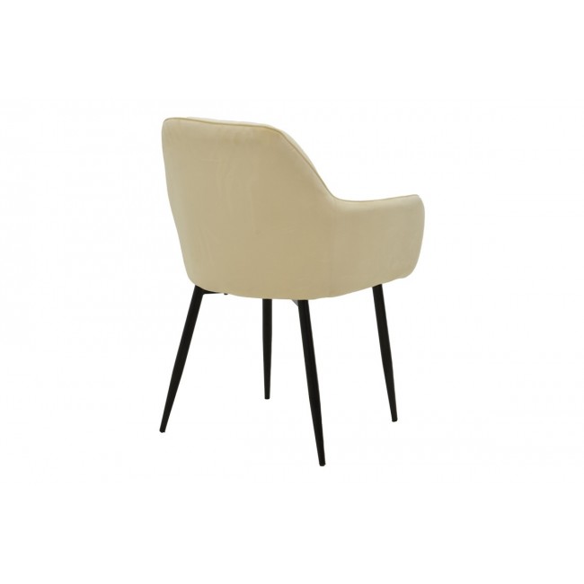 Πολυθρόνα "NOOR" από βελούδο/μέταλλο σε χρώμα μπεζ/μαύρο 58x58x86