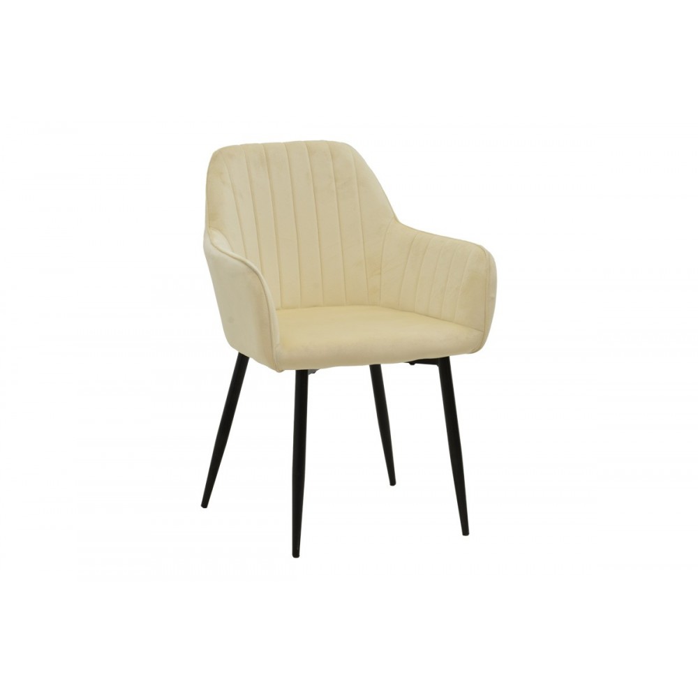 Πολυθρόνα "NOOR" από βελούδο/μέταλλο σε χρώμα μπεζ/μαύρο 58x58x86