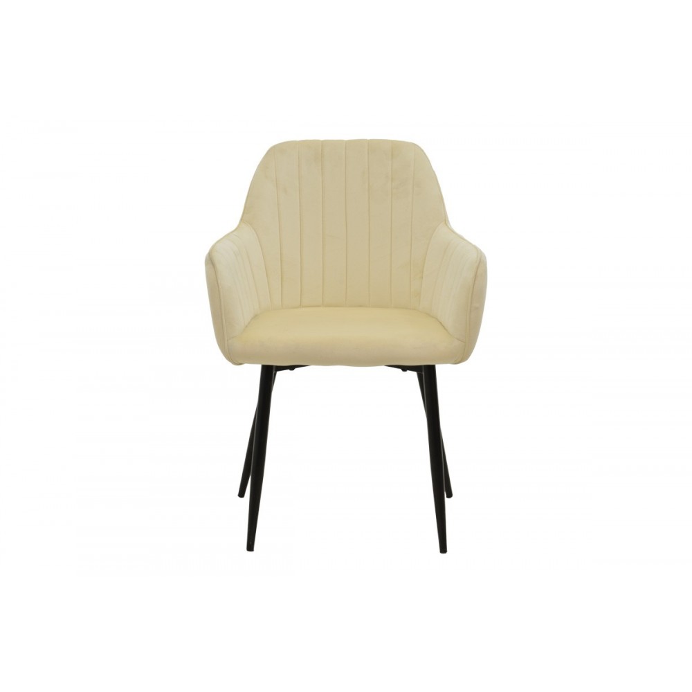 Πολυθρόνα "NOOR" από βελούδο/μέταλλο σε χρώμα μπεζ/μαύρο 58x58x86