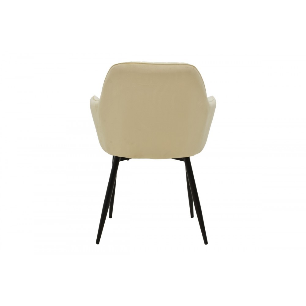 Πολυθρόνα "NOOR" από βελούδο/μέταλλο σε χρώμα μπεζ/μαύρο 58x58x86