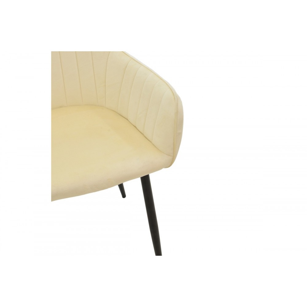 Πολυθρόνα "NOOR" από βελούδο/μέταλλο σε χρώμα μπεζ/μαύρο 58x58x86