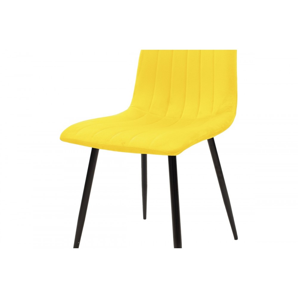 Καρέκλα "NOOR" από βελούδο/μέταλλο σε χρώμα κίτρινο/μαύρο 44x53x86