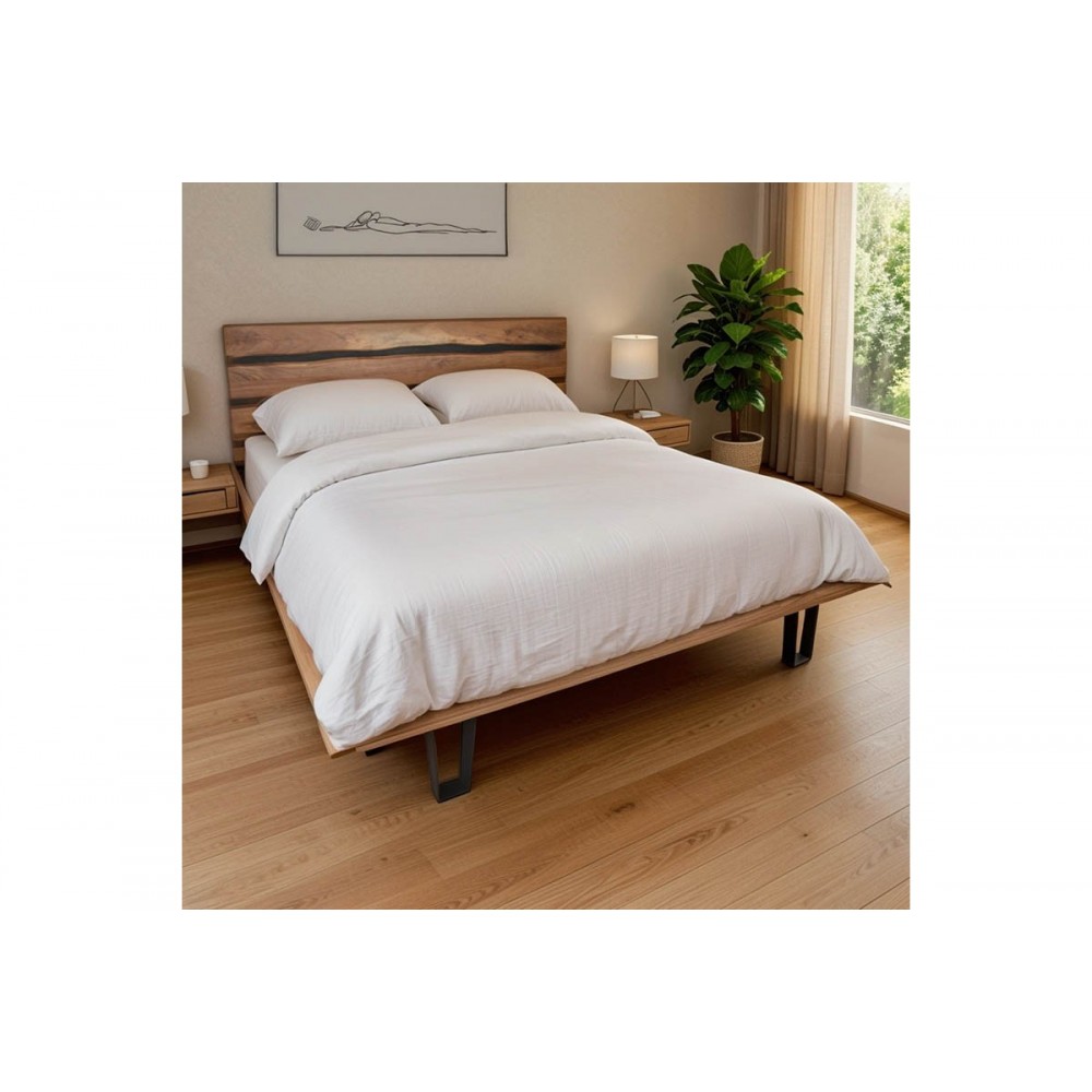Κρεβάτι "IMENA" από ξύλο σε χρώμα φυσικό 180x210x95