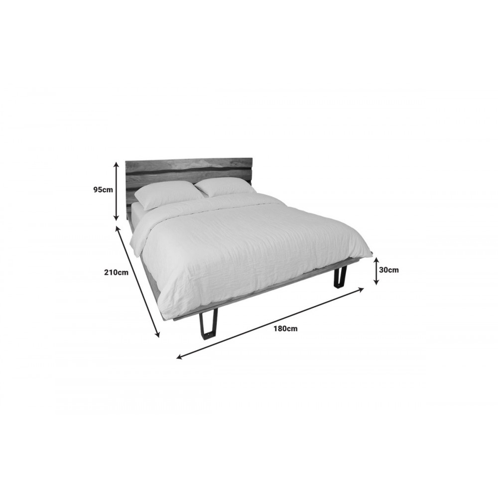 Κρεβάτι "IMENA" από ξύλο σε χρώμα φυσικό 180x210x95