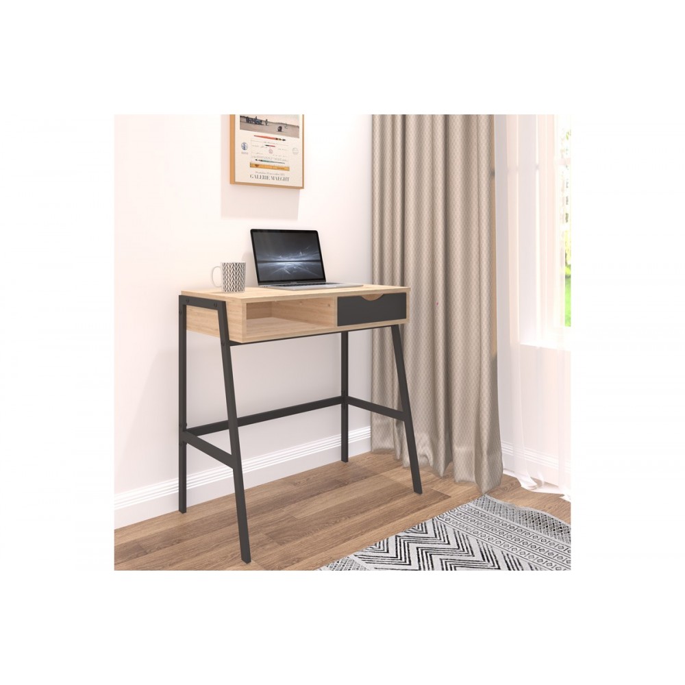 Γραφείο εργασίας "REZIO" σε χρώμα oak/μαύρο 75x45x76