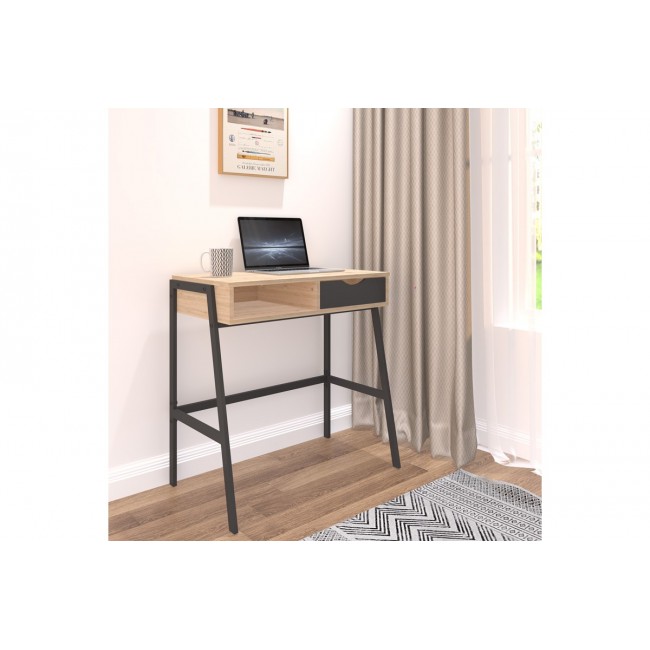 Γραφείο εργασίας "REZIO" σε χρώμα oak/μαύρο 75x45x76