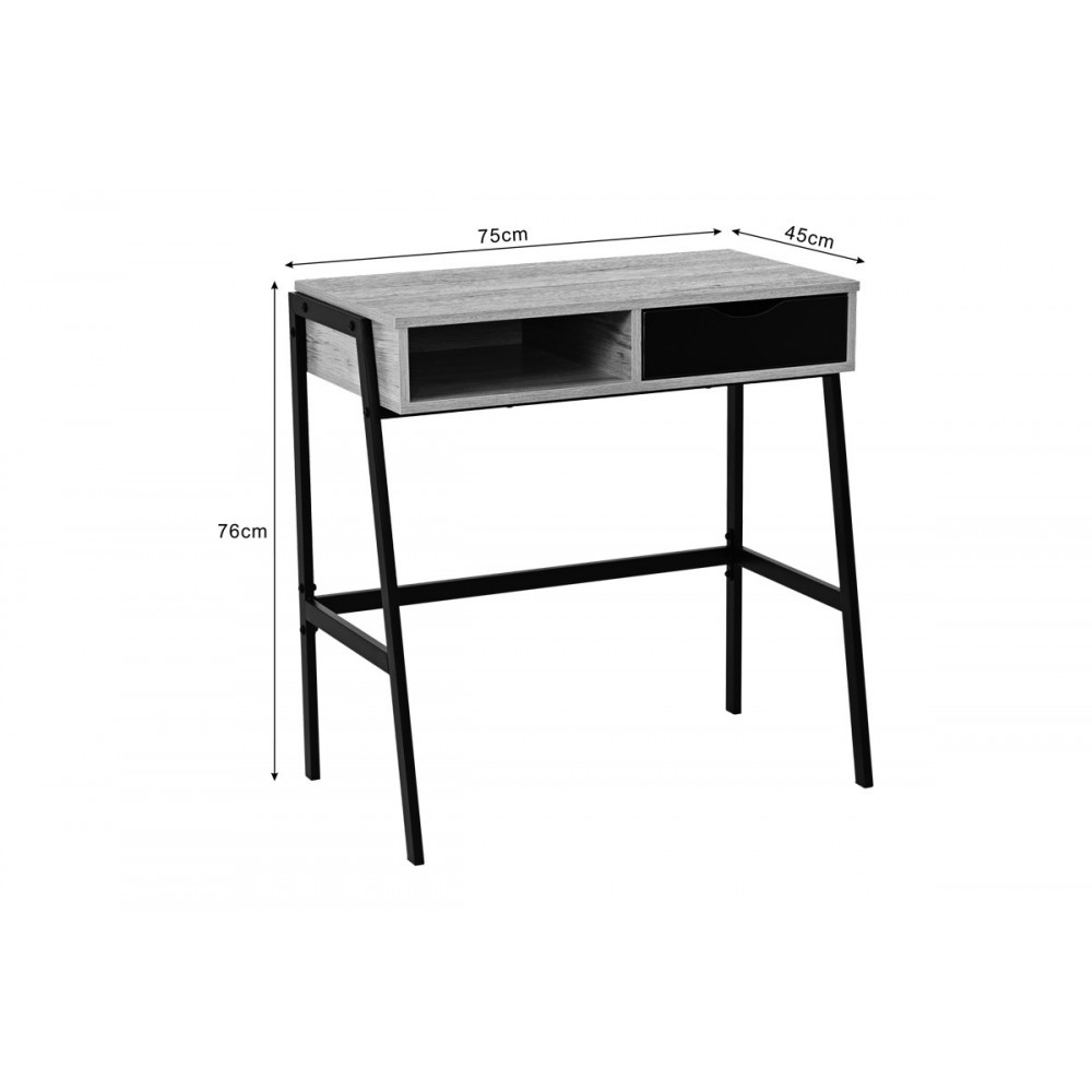 Γραφείο εργασίας "REZIO" σε χρώμα oak/μαύρο 75x45x76