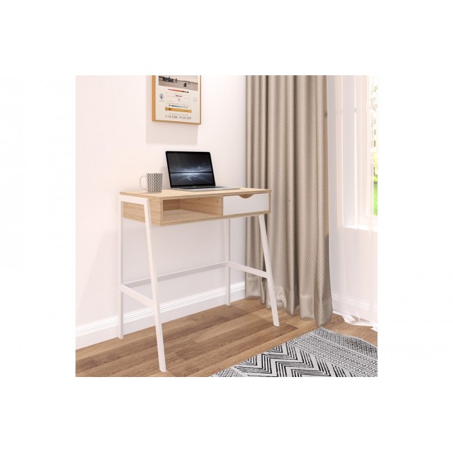 Γραφείο εργασίας "REZIO" σε χρώμα oak/λευκό 75x45x76
