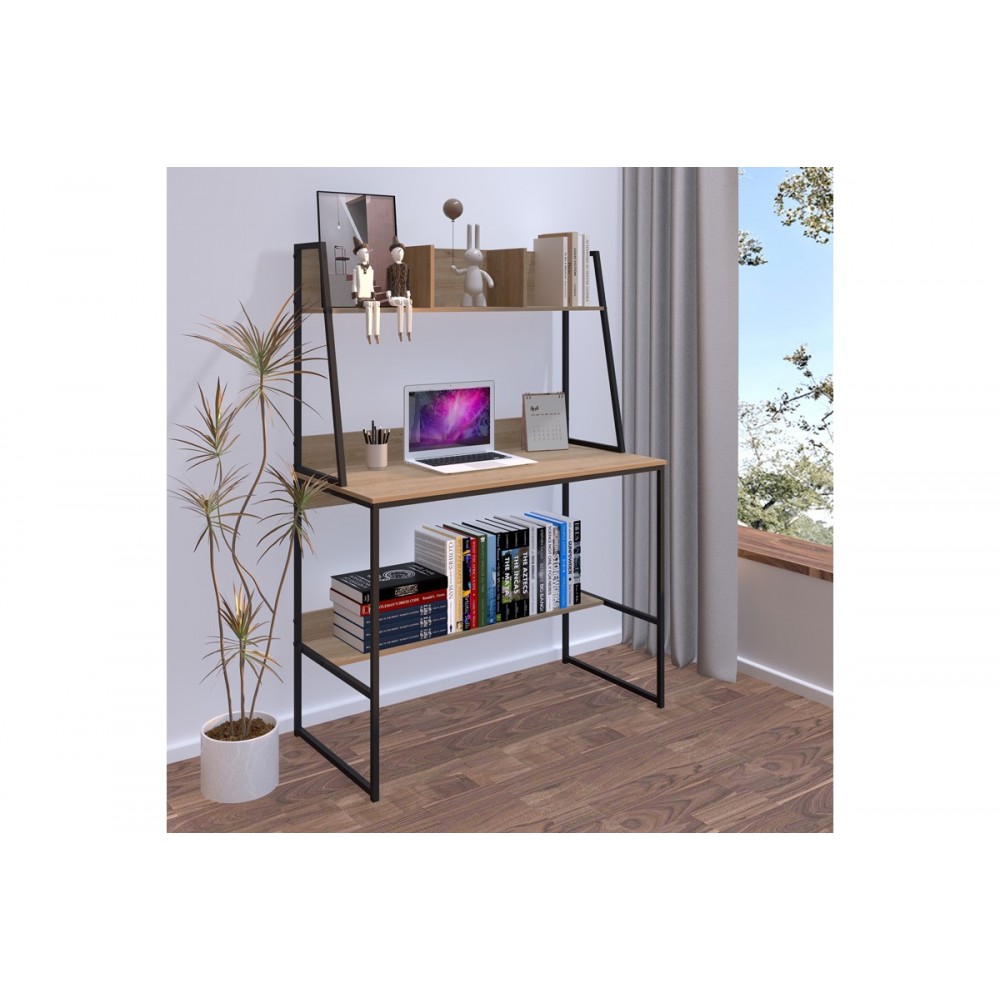 Γραφείο εργασίας "HERBEY" σε χρώμα oak/μαύρο 100x48x139