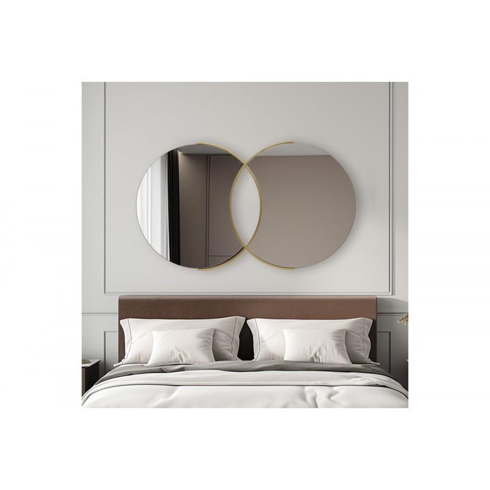 Καθρέπτης διπλός "MIRYATA" από μέταλλο σε χρώμα χρυσό 105x3x60