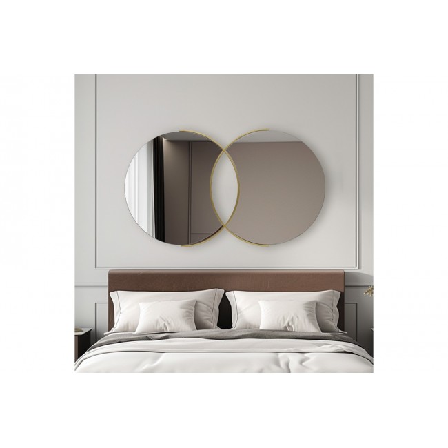 Καθρέπτης διπλός "MIRYATA" από μέταλλο σε χρώμα χρυσό 105x3x60