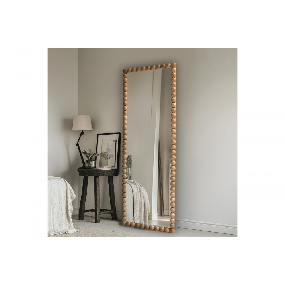 Καθρέπτης "LEDALO" από ξύλο σε χρώμα φυσικό 45x4.5x130