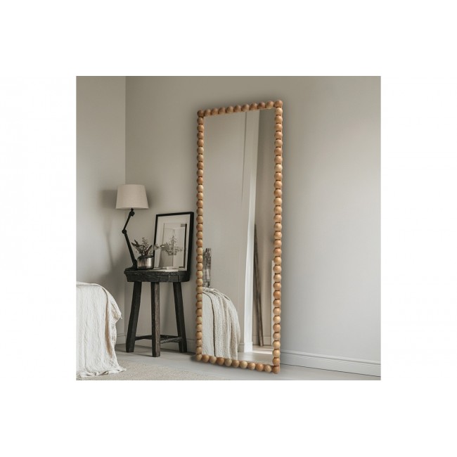 Καθρέπτης "LEDALO" από ξύλο σε χρώμα φυσικό 45x4.5x130