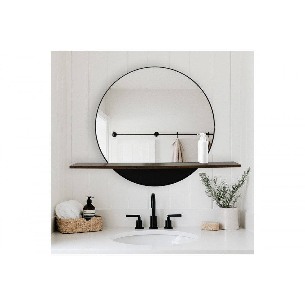 Καθρέπτης με ράφι "SALMIN" από μέταλλο σε χρώμα μαύρο 80x10x60