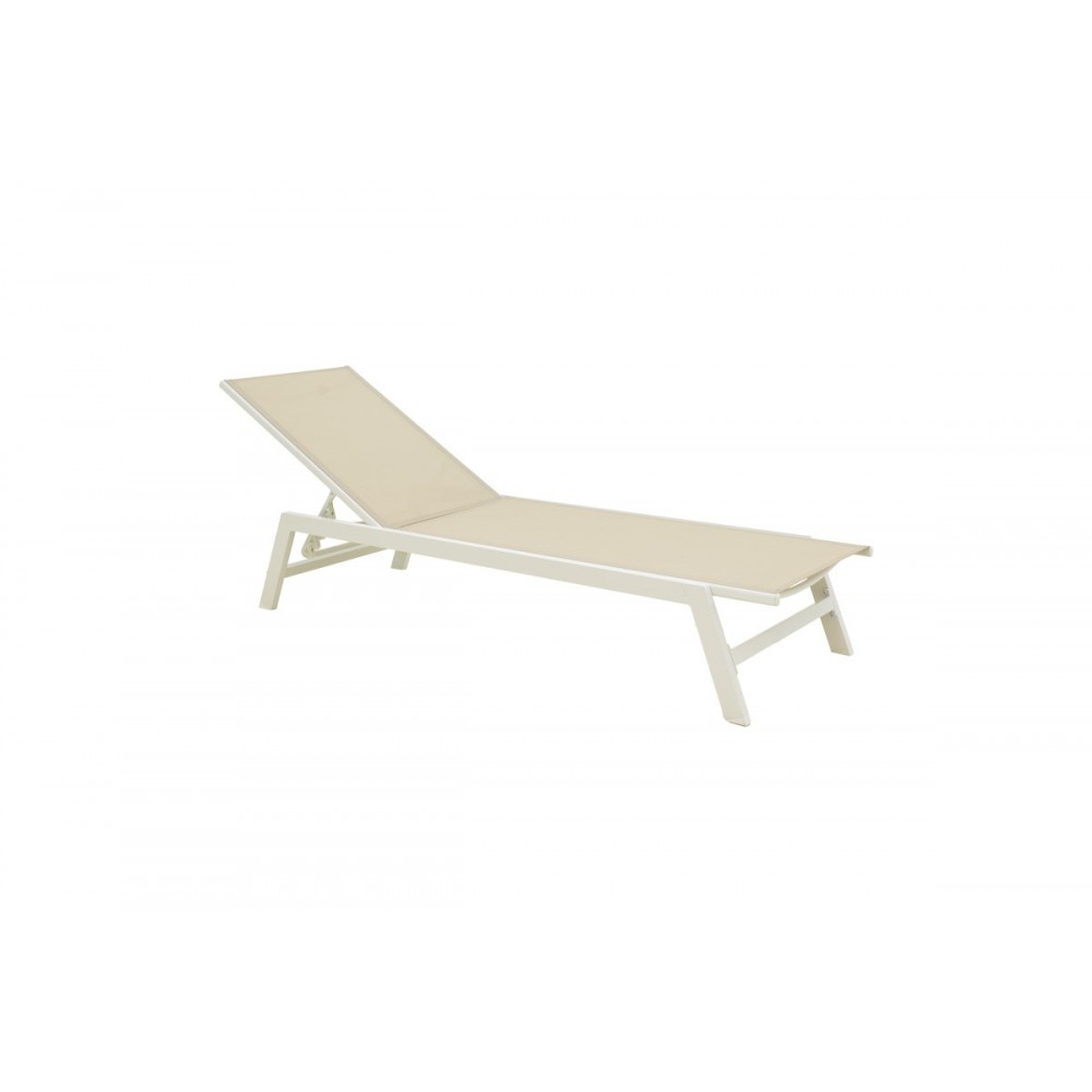 Ξαπλώστρα "BOKA" από αλουμίνιο/textilene σε χρώμα λευκό/μπεζ 60x192x31