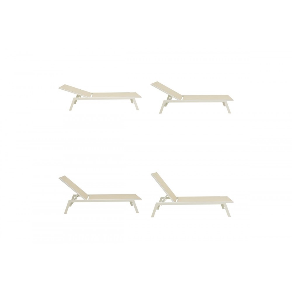 Ξαπλώστρα "BOKA" από αλουμίνιο/textilene σε χρώμα λευκό/μπεζ 60x192x31