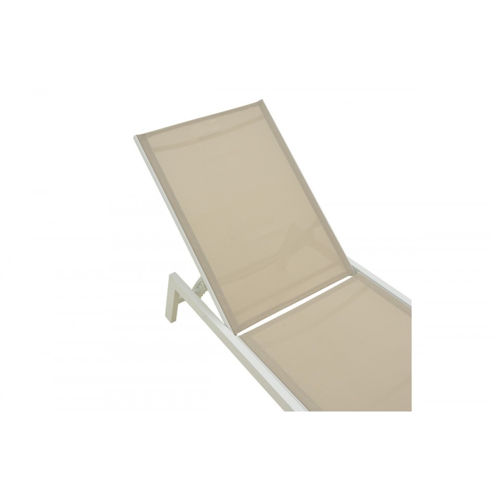 Ξαπλώστρα "BOKA" από αλουμίνιο/textilene σε χρώμα λευκό/μπεζ 60x192x31