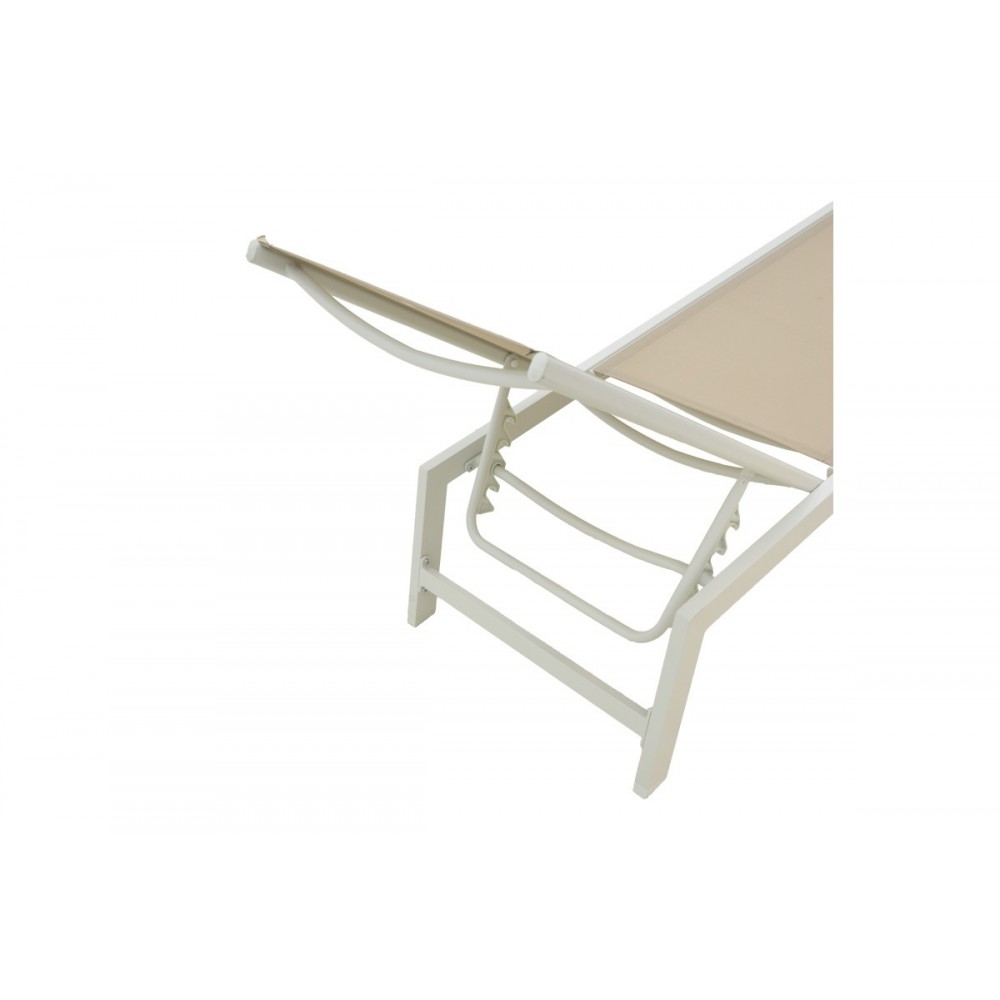 Ξαπλώστρα "BOKA" από αλουμίνιο/textilene σε χρώμα λευκό/μπεζ 60x192x31