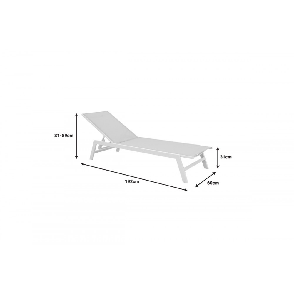 Ξαπλώστρα "BOKA" από αλουμίνιο/textilene σε χρώμα λευκό/μπεζ 60x192x31