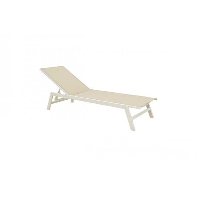 Ξαπλώστρα "BOKA" από αλουμίνιο/textilene σε χρώμα λευκό/μπεζ 60x192x31