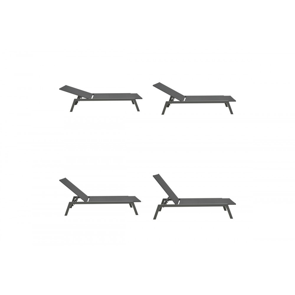 Ξαπλώστρα "BOKA" από αλουμίνιο/textilene σε χρώμα ανθρακί/μαύρο 60x192x31