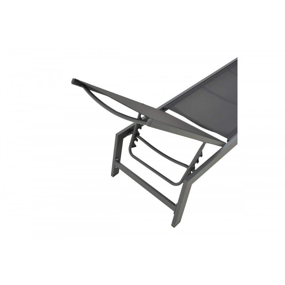 Ξαπλώστρα "BOKA" από αλουμίνιο/textilene σε χρώμα ανθρακί/μαύρο 60x192x31