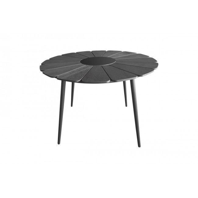 Τραπέζι "PINAP" από αλουμίνιο/plywood σε χρώμα μαύρο Φ110x74