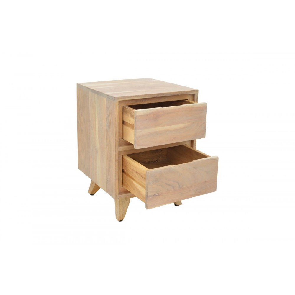 Κομοδίνο "EMIRA" από ξύλο σε χρώμα φυσικό 40x40x54