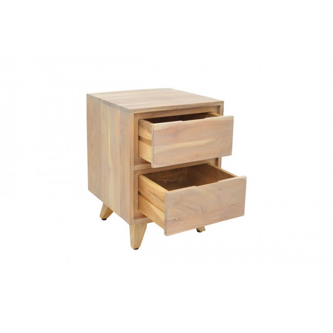 Κομοδίνο "EMIRA" από ξύλο σε χρώμα φυσικό 40x40x54