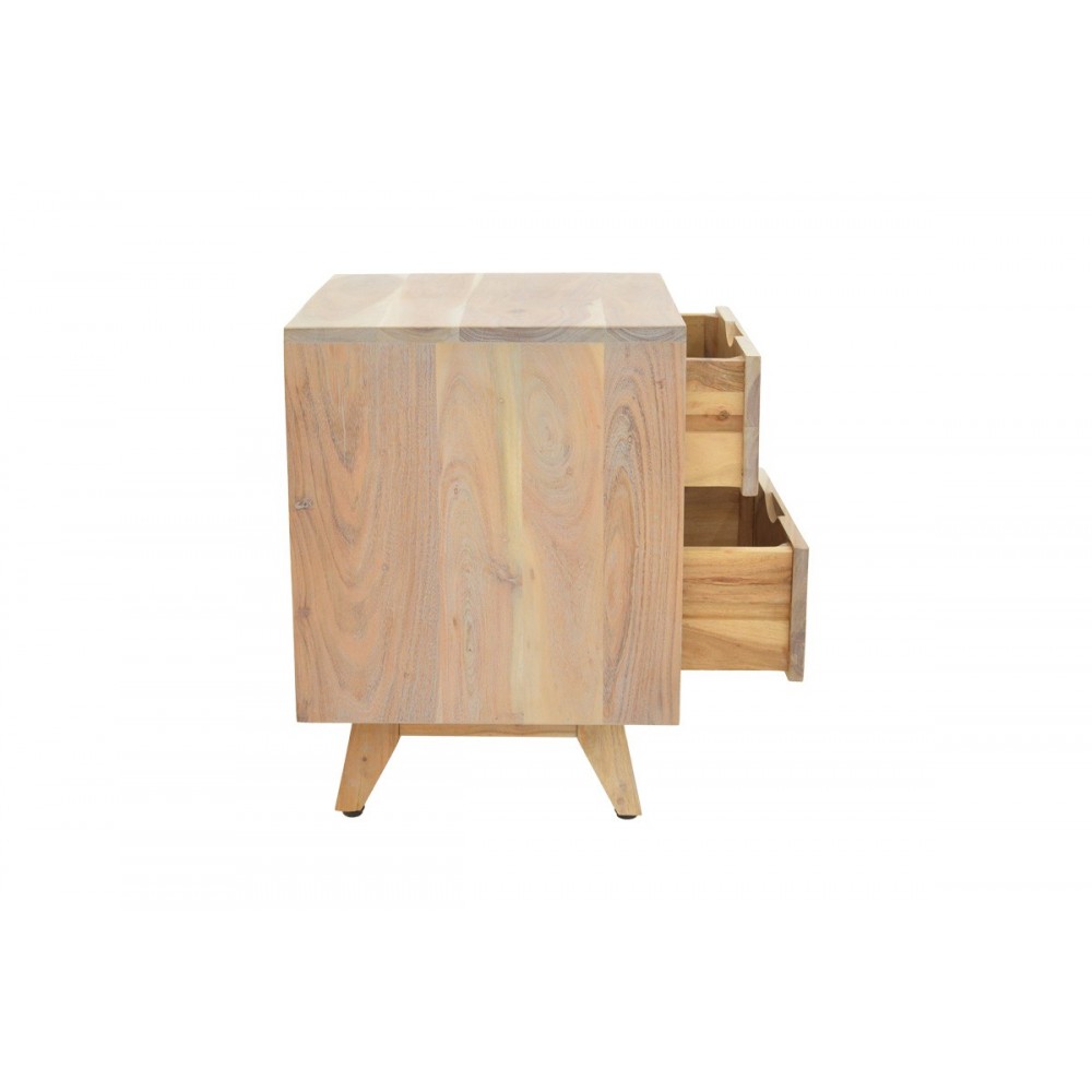 Κομοδίνο "EMIRA" από ξύλο σε χρώμα φυσικό 40x40x54