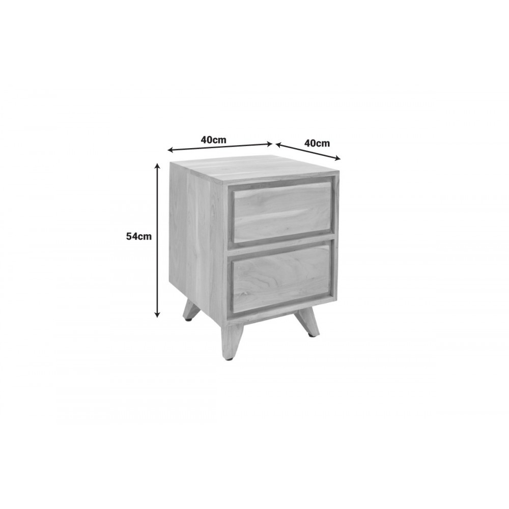 Κομοδίνο "EMIRA" από ξύλο σε χρώμα φυσικό 40x40x54