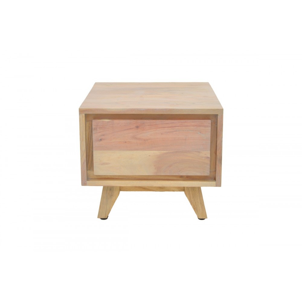 Κομοδίνο "EMIRA" από ξύλο σε χρώμα φυσικό 40x40x35