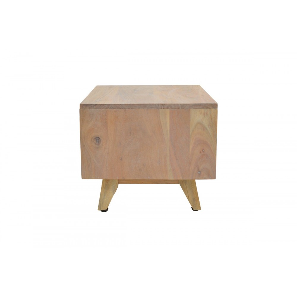 Κομοδίνο "EMIRA" από ξύλο σε χρώμα φυσικό 40x40x35