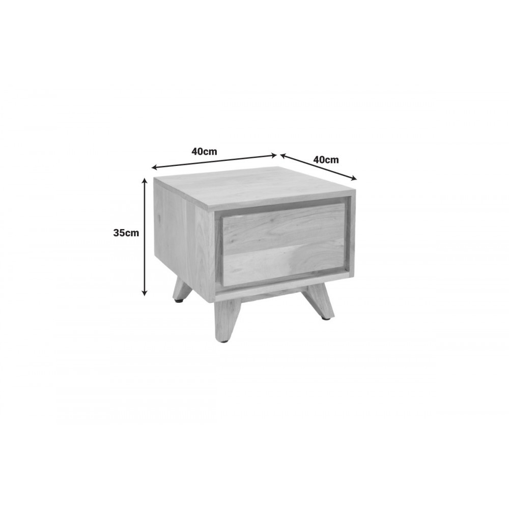 Κομοδίνο "EMIRA" από ξύλο σε χρώμα φυσικό 40x40x35