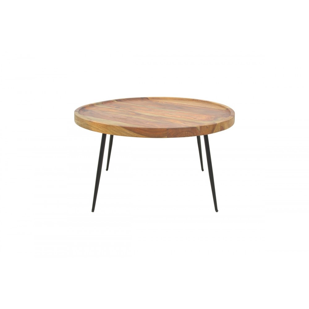 Τραπέζι "TAVOLO" από ξύλο/μέταλλο σε χρώμα φυσικό/μαύρο Φ75x39