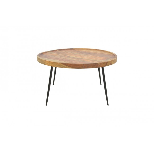 Τραπέζι "TAVOLO" από ξύλο/μέταλλο σε χρώμα φυσικό/μαύρο Φ75x39